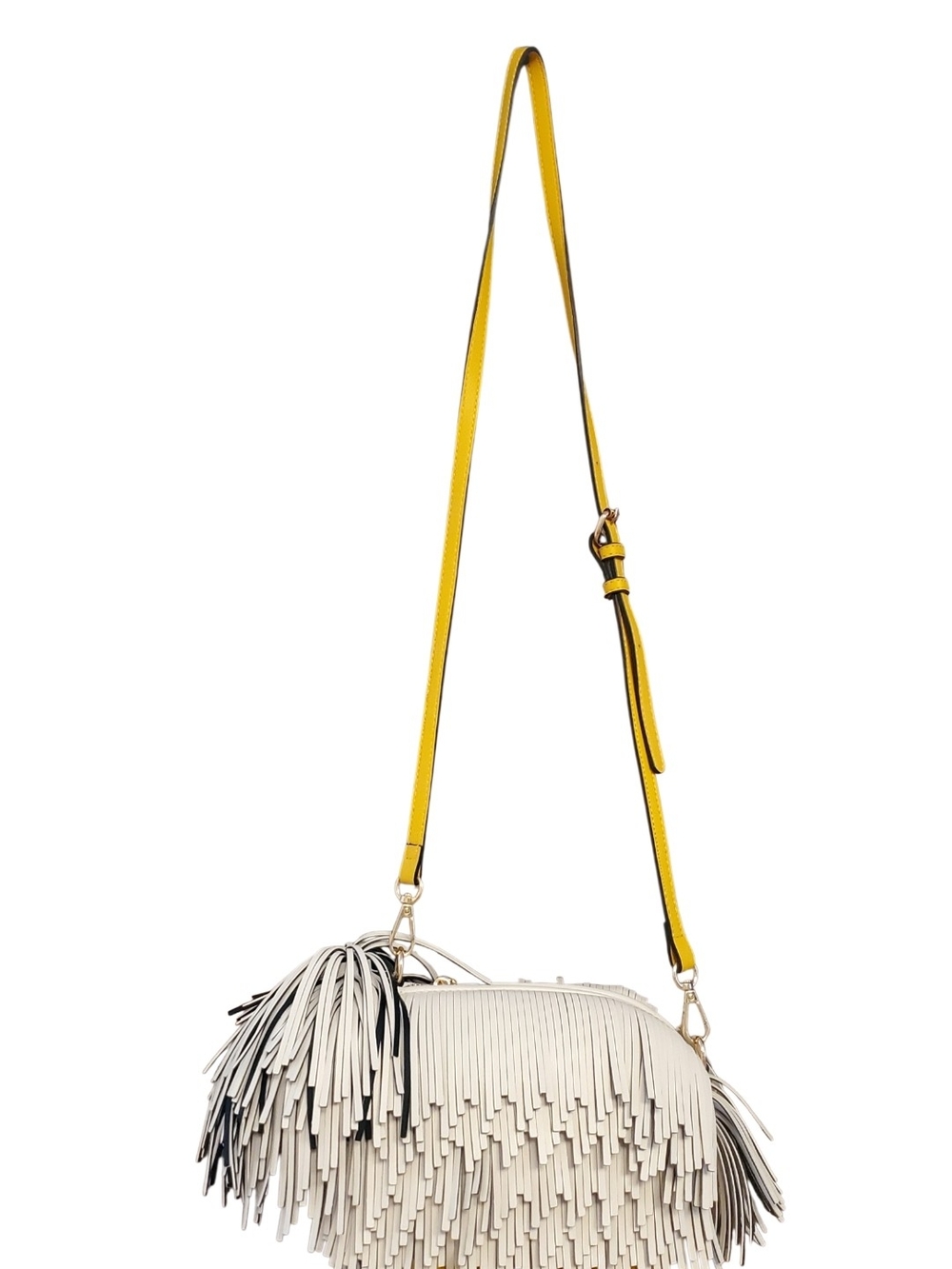 Fringed Sheepdog Crossbody Bag with Yellow Adjustable Strap - NWOT